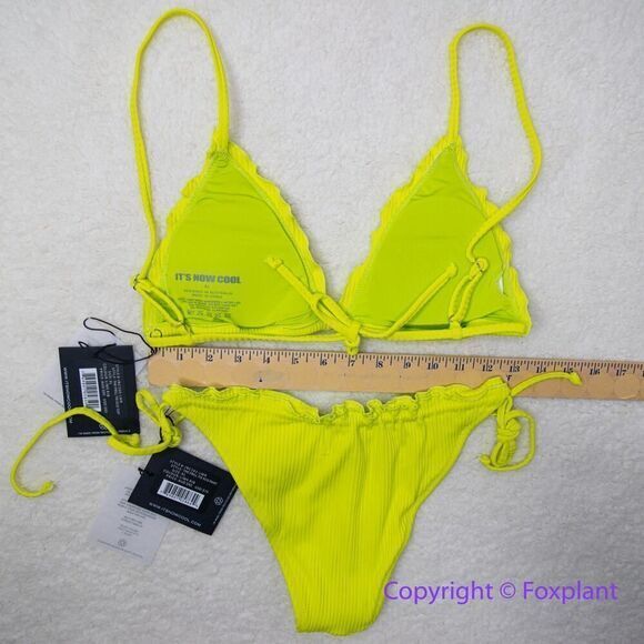 New! Set! It's Now Cool the frill tri eco neon lime rib bikini, size XL - Picture 9 of 11